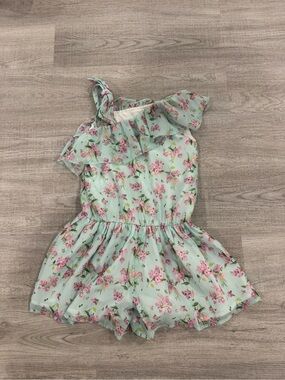 Mayoral Girls Floral Mint Romper, size 7, like new